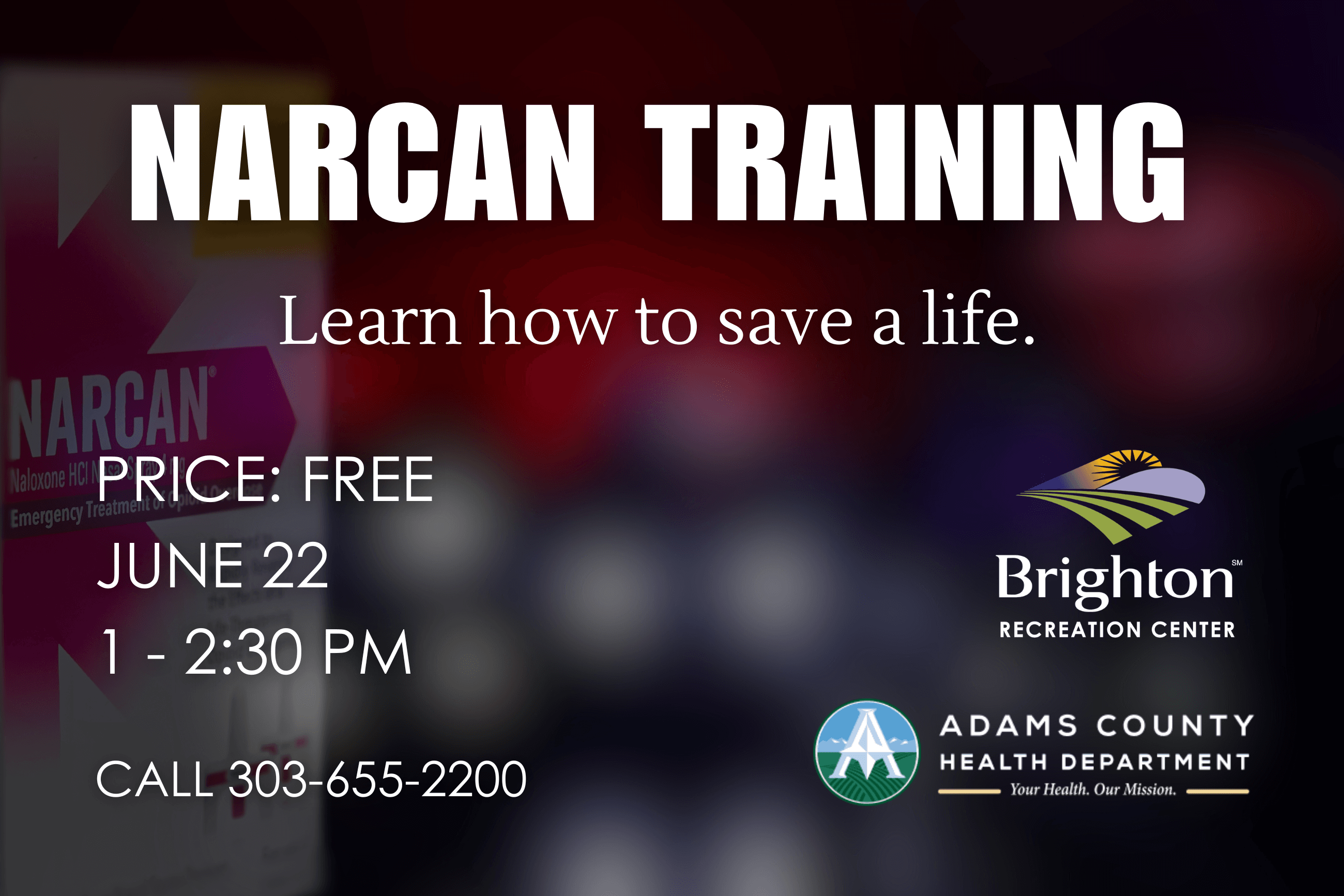 free narcan training june 22 from 1 to 2 30 pm