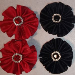 Red and Black handmade hair bows. 