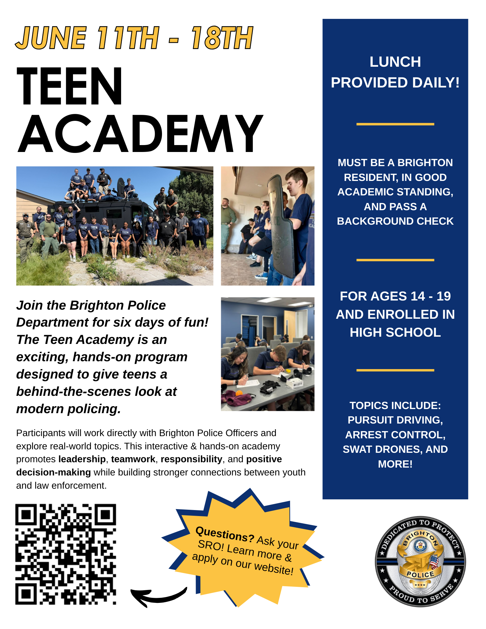 teen academy flyer 2026